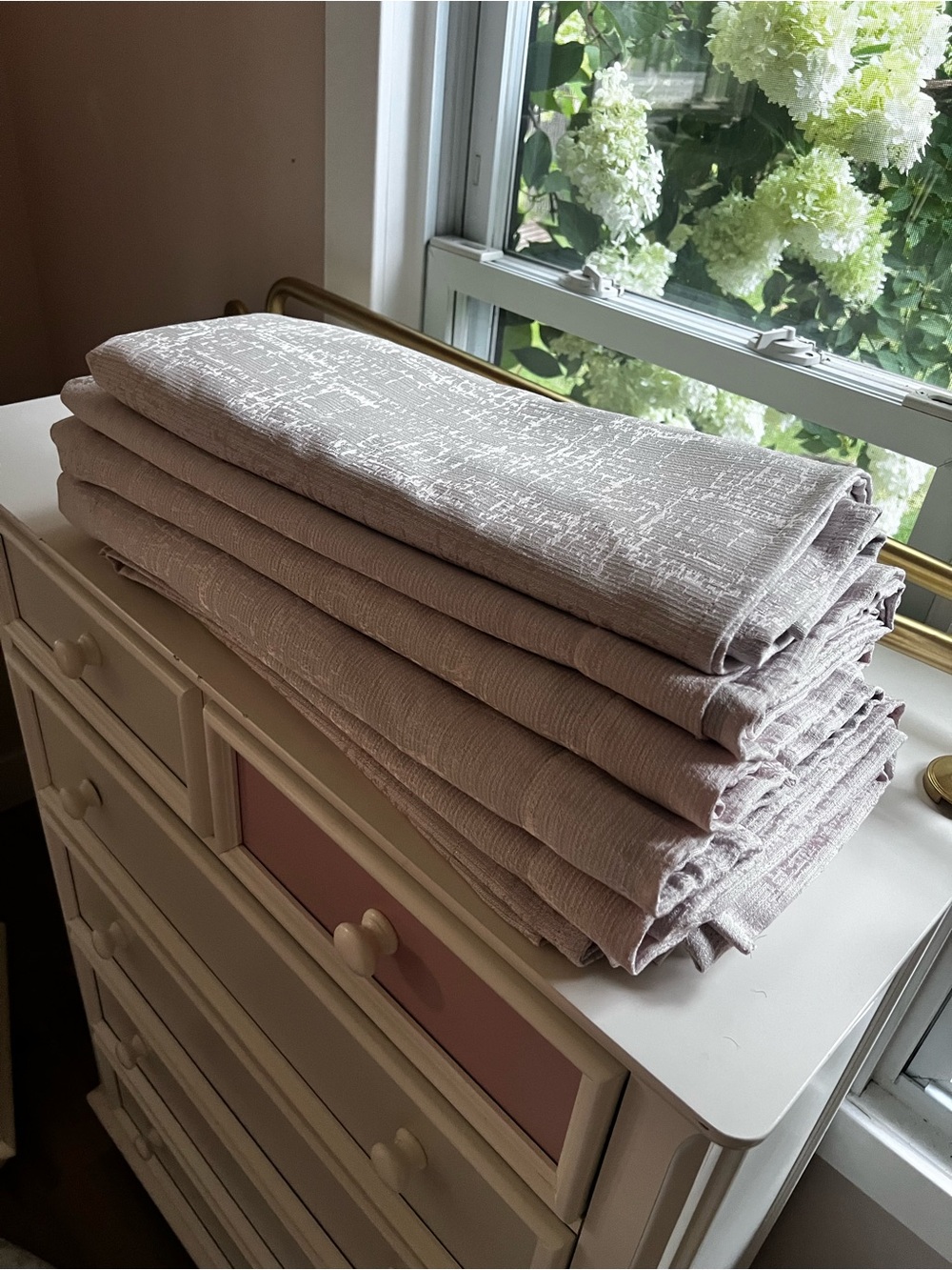 3 pairs of light pink mauve color black-out curtains 84”x36” thermal lined